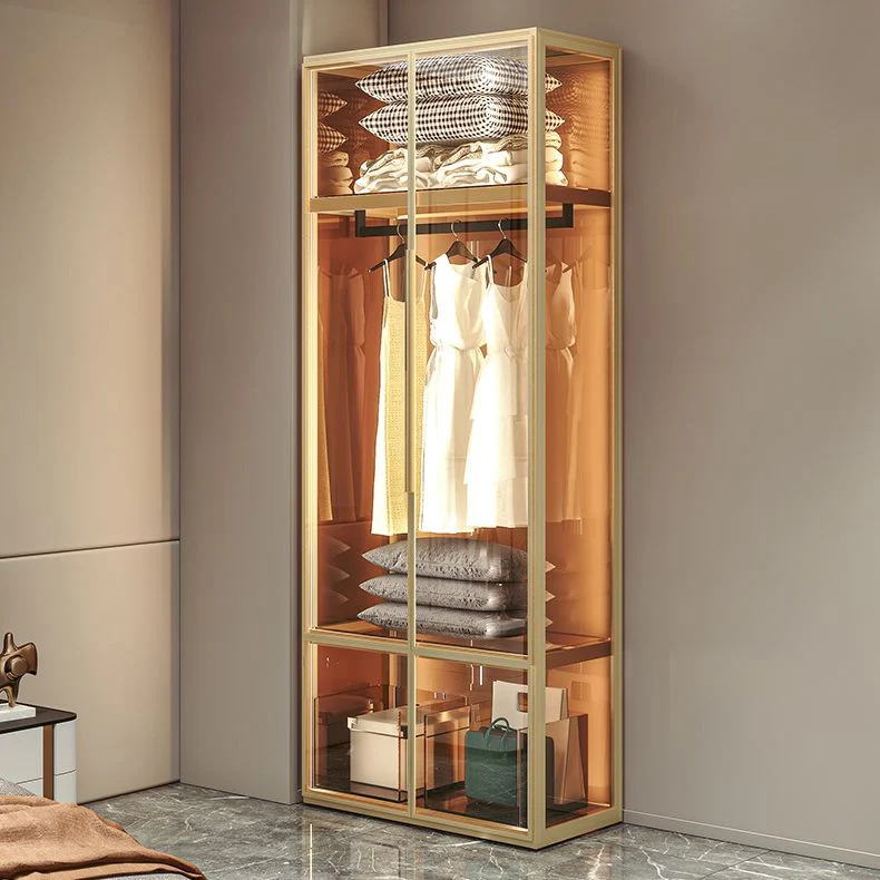 Gabinete de almacenamiento de metal con puertas de vidrio Gabinete con puertas batientes contemporáneas Clearhalo