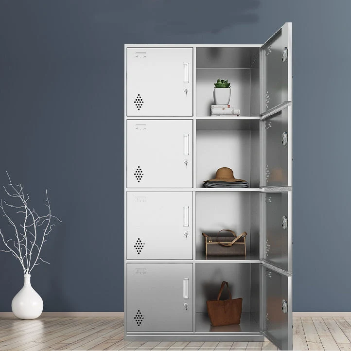 Gabinete de almacenamiento de metal cromado Gabinete contemporáneo con puertas con bisagras Clearhalo