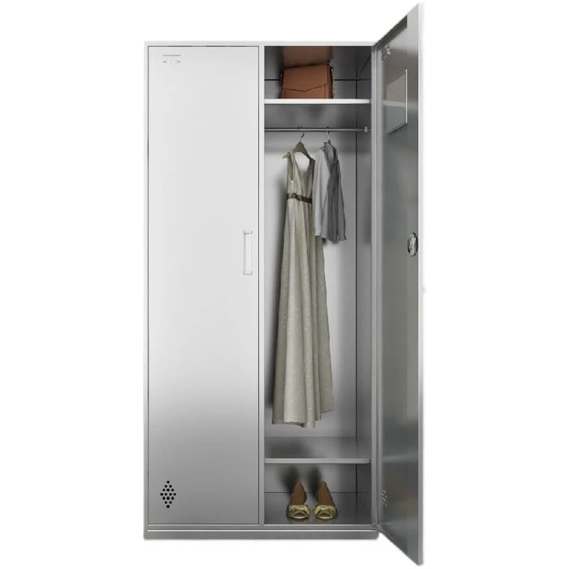 Gabinete de almacenamiento de metal cromado Gabinete contemporáneo con puertas con bisagras Clearhalo