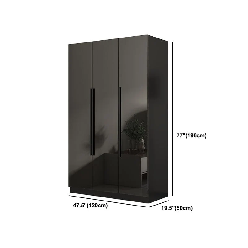 Gabinete de almacenamiento negro de vidrio para el hogar, gabinete interior contemporáneo con puerta con bisagras Clearhalo
