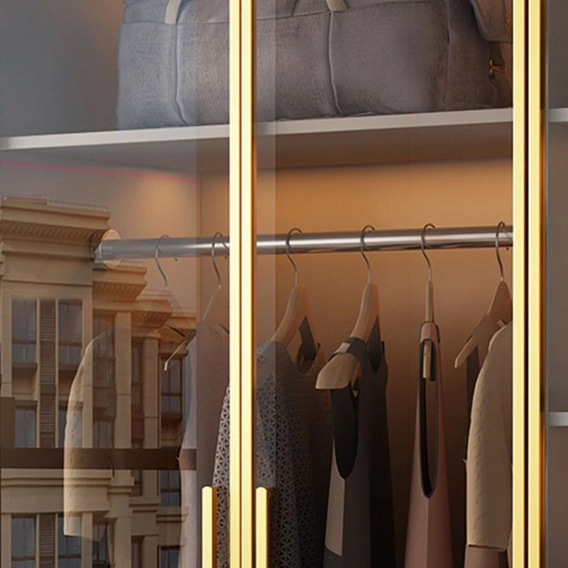 Gabinete de almacenamiento para dormitorio con puertas de vidrio marrón Gabinete con puerta con bisagras contemporáneo Cle...