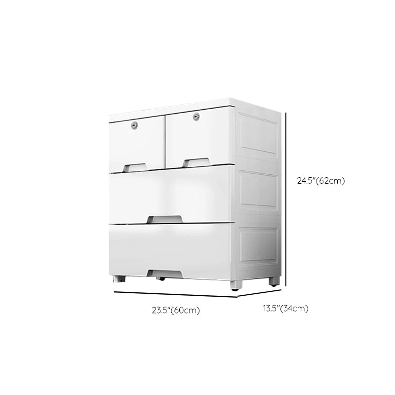 Gabinete de almacenamiento de plástico blanco con patas Armario de guardarropa contemporáneo Clearhalo