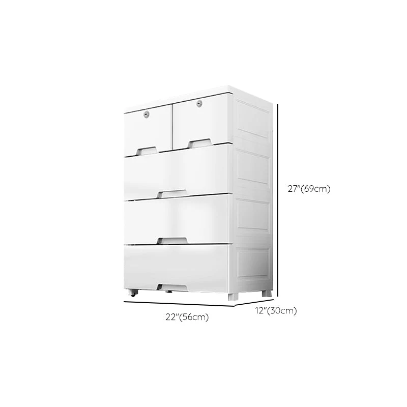 Gabinete de almacenamiento de plástico blanco con patas Armario de guardarropa contemporáneo Clearhalo