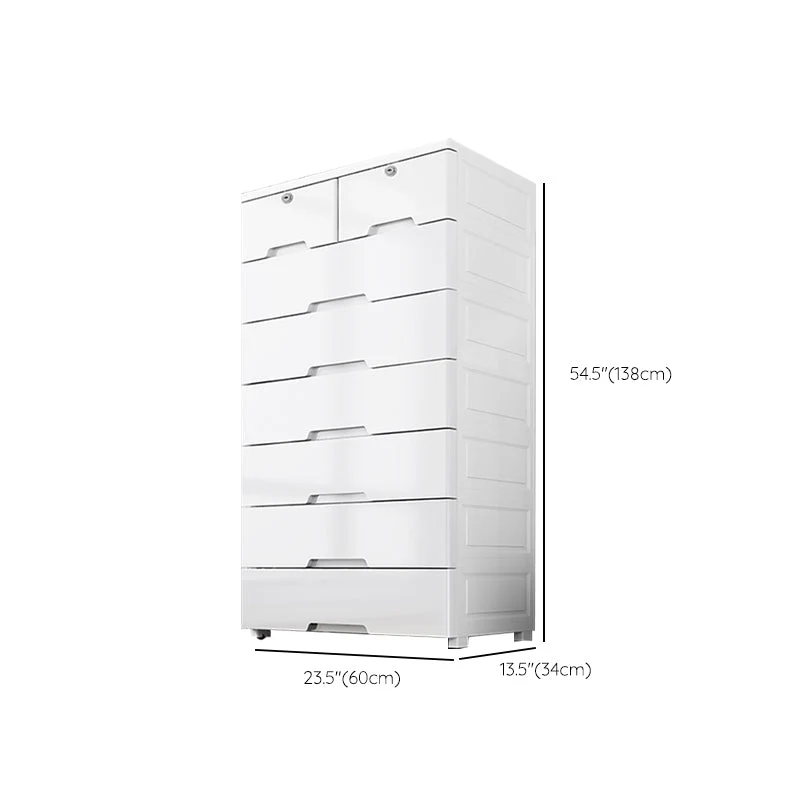 Gabinete de almacenamiento de plástico blanco con patas Armario de guardarropa contemporáneo Clearhalo