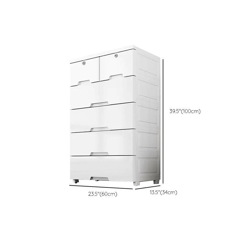 Gabinete de almacenamiento de plástico blanco con patas Armario de guardarropa contemporáneo Clearhalo