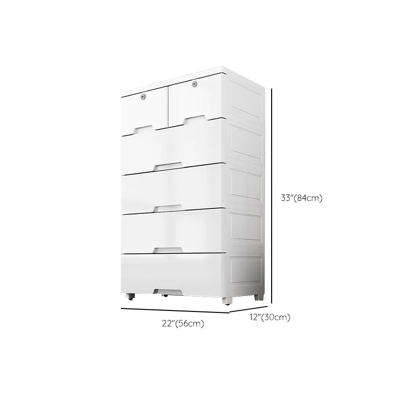 Gabinete de almacenamiento de plástico blanco con patas Armario de guardarropa contemporáneo Clearhalo
