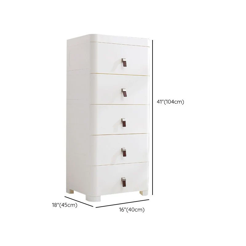 Gabinete de almacenamiento de plástico blanco para baño Gabinete contemporáneo con cajones Clearhalo