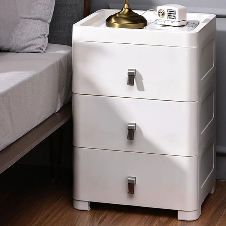 Gabinete de almacenamiento de plástico blanco para baño Gabinete contemporáneo con cajones Clearhalo