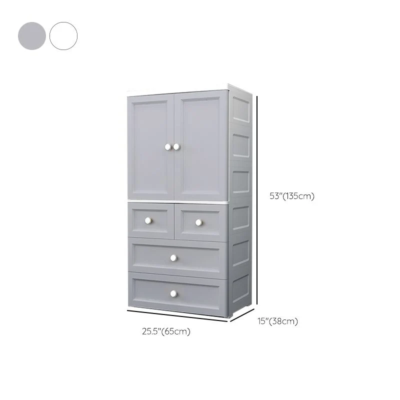 Gabinete de almacenamiento de plástico con acabado mate Gabinete moderno con puerta con bisagras Gris Clearhalo