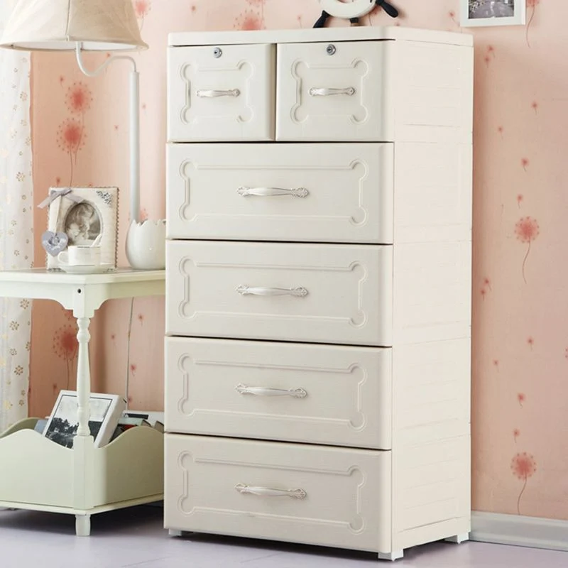Gabinete de almacenamiento de plástico con cajones Gabinete moderno para el hogar Blanco Clearhalo