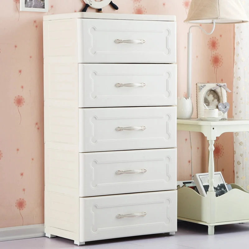 Gabinete de almacenamiento de plástico con cajones Gabinete moderno para el hogar Blanco Clearhalo