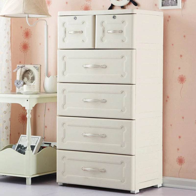 Gabinete de almacenamiento de plástico con cajones Gabinete moderno para el hogar Blanco Clearhalo