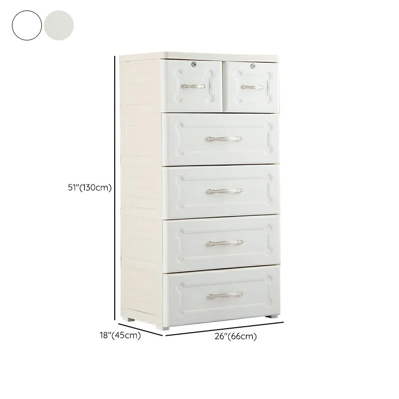 Gabinete de almacenamiento de plástico con patas Armario guardarropa moderno con cajón Blanco Clearhalo