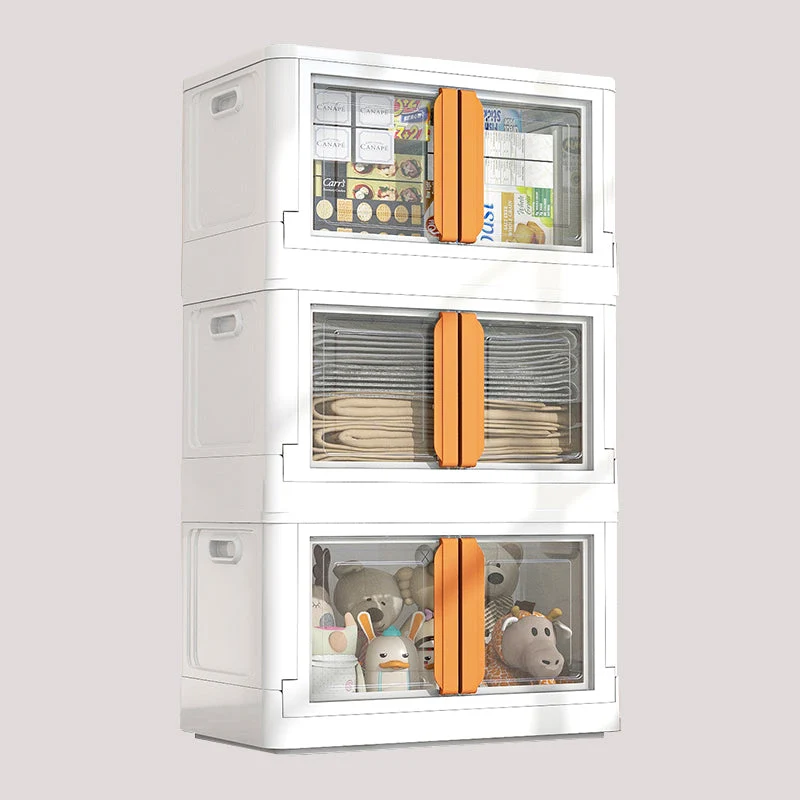 Gabinete de almacenamiento de plástico contemporáneo Gabinete de guardarropa con bisagras Bronceado Clearhalo