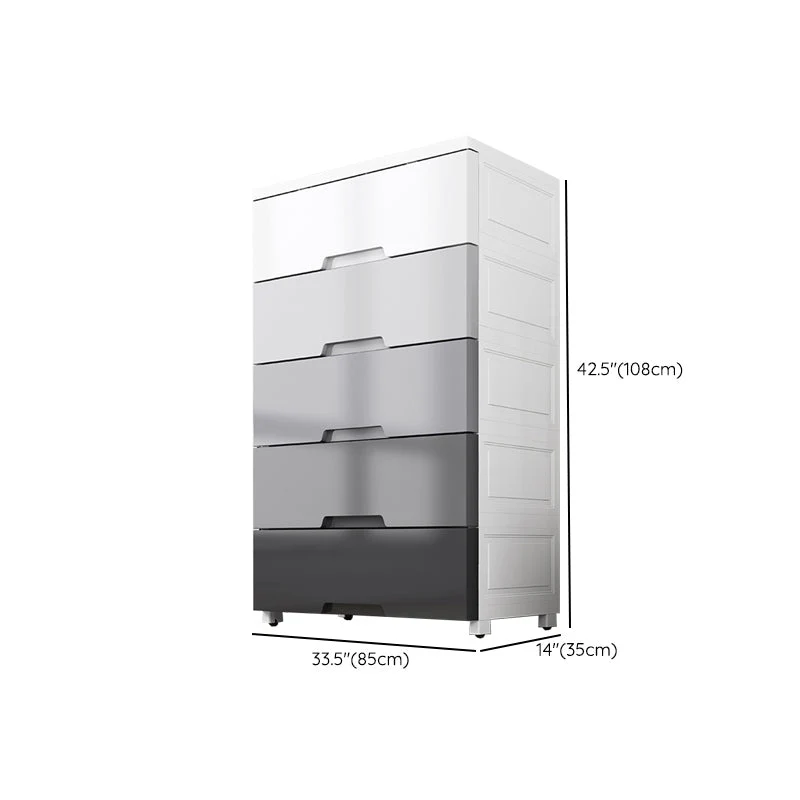 Gabinete de almacenamiento de plástico contemporáneo para dormitorio, gabinete gris con cajones Clearhalo