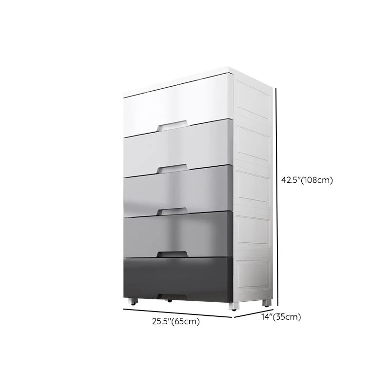 Gabinete de almacenamiento de plástico contemporáneo para dormitorio, gabinete gris con cajones Clearhalo