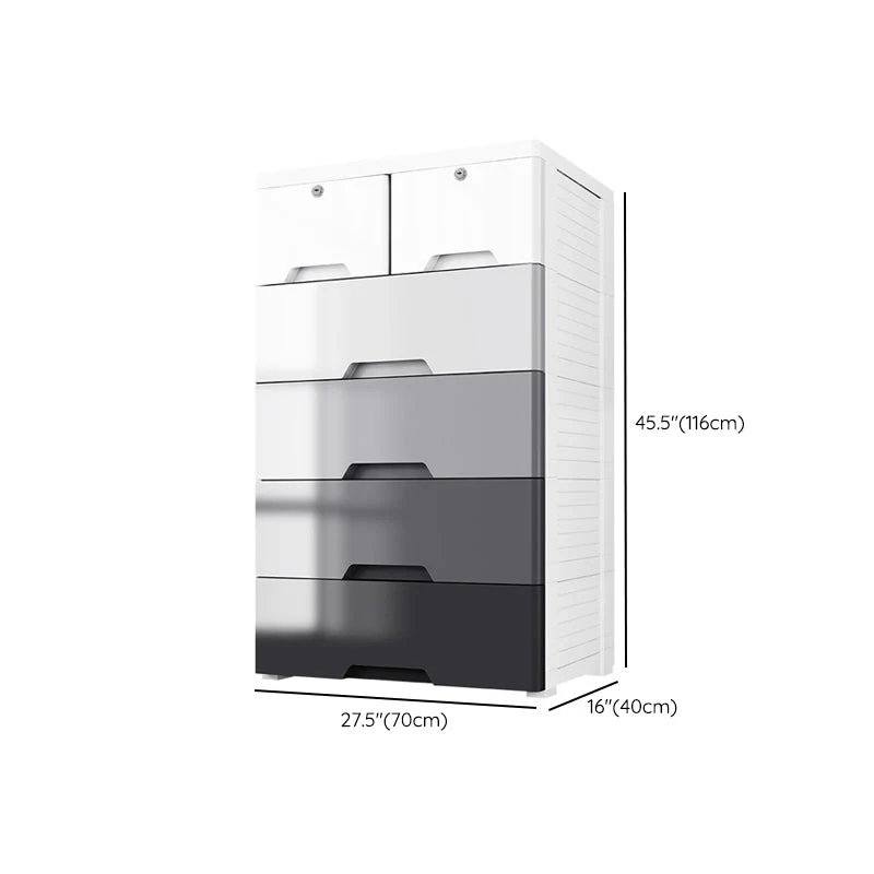 Gabinete de almacenamiento de plástico contemporáneo para dormitorio, gabinete gris con cajones Clearhalo