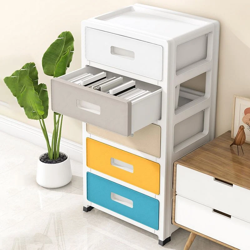 Gabinete de almacenamiento de plástico Gabinete de guardarropa contemporáneo con cajón Blanco Clearhalo