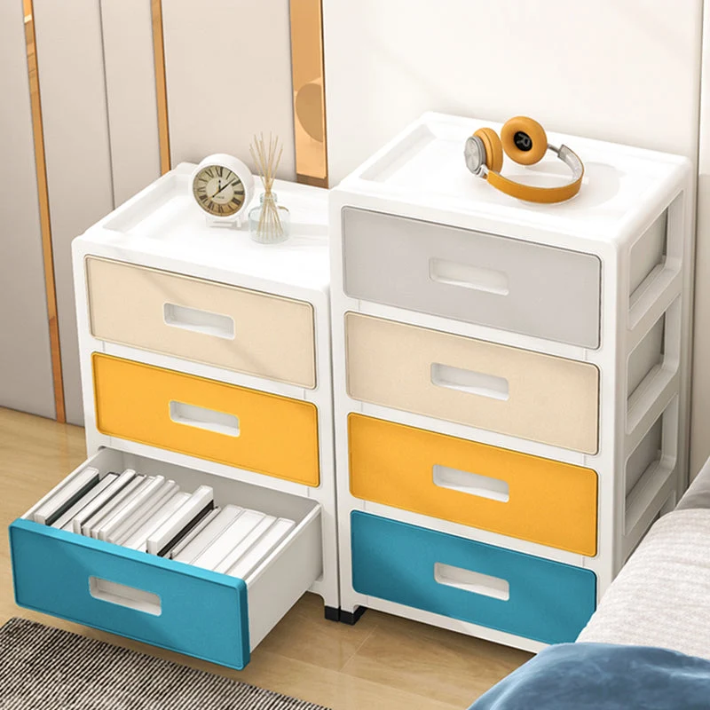 Gabinete de almacenamiento de plástico Gabinete de guardarropa contemporáneo con cajón Blanco Clearhalo