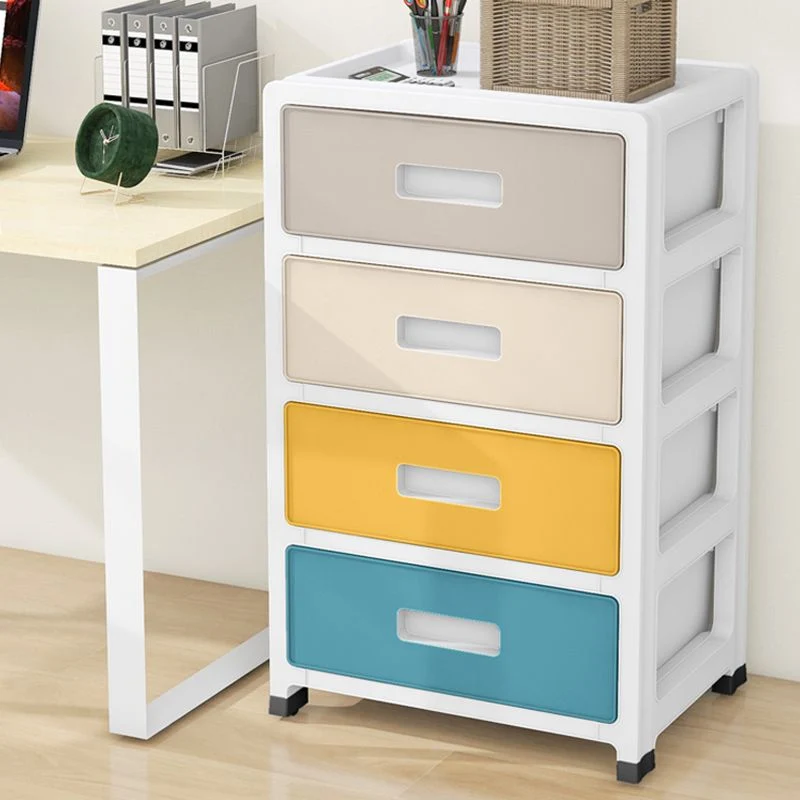 Gabinete de almacenamiento de plástico Gabinete de guardarropa contemporáneo con cajón Blanco Clearhalo