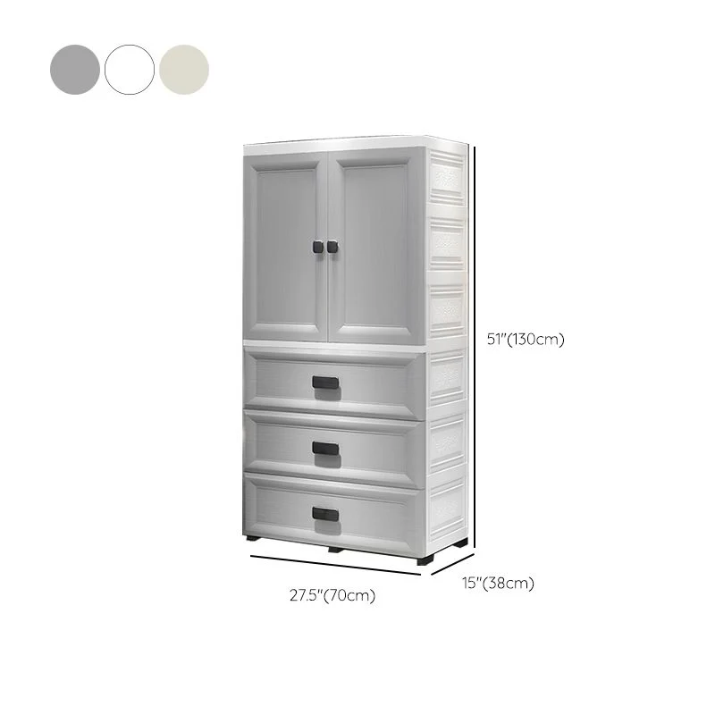 Gabinete de almacenamiento de plástico moderno para dormitorio, gabinete con acabado mate y puerta con bisagras Beis Clear...