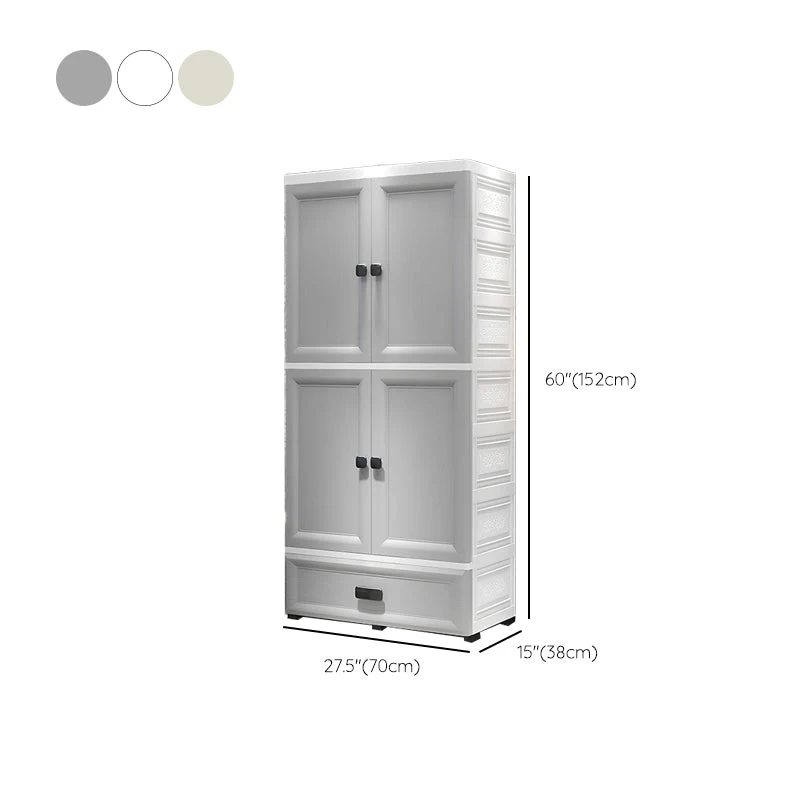 Gabinete de almacenamiento de plástico moderno para dormitorio, gabinete con acabado mate y puerta con bisagras Beis Clear...