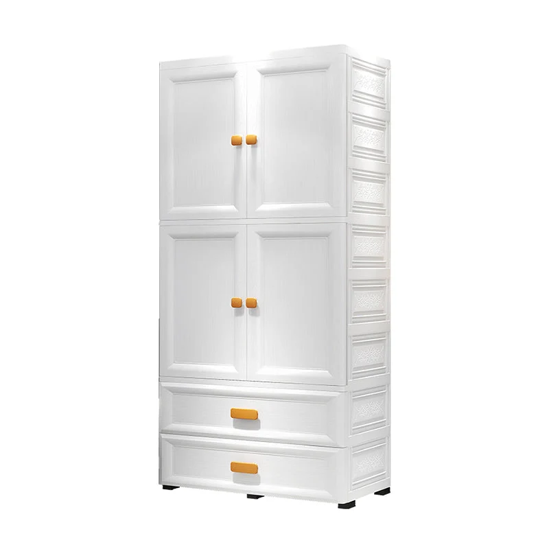 Gabinete de almacenamiento de plástico moderno para dormitorio, gabinete con acabado mate y puerta con bisagras Beis Clear...