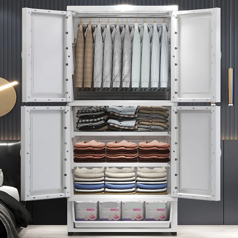 Gabinete de almacenamiento de plástico moderno para dormitorio, gabinete con acabado mate y puerta con bisagras Beis Clear...