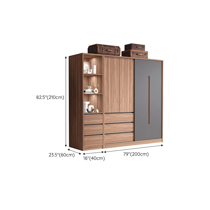 Gabinete de almacenamiento de puerta corrediza contemporáneo Gabinete de dormitorio con cajones Clearhalo