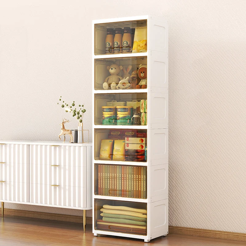 Gabinete de almacenamiento de 5 puertas con patas Armario contemporáneo no colgante Blanco Clearhalo