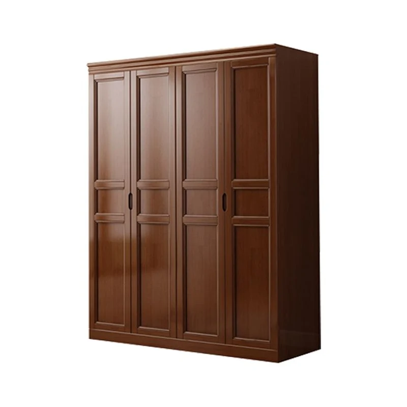 Gabinete de almacenamiento tradicional de madera de caucho Gabinete con acabado mate y puertas con bisagras Nuez Clearhalo