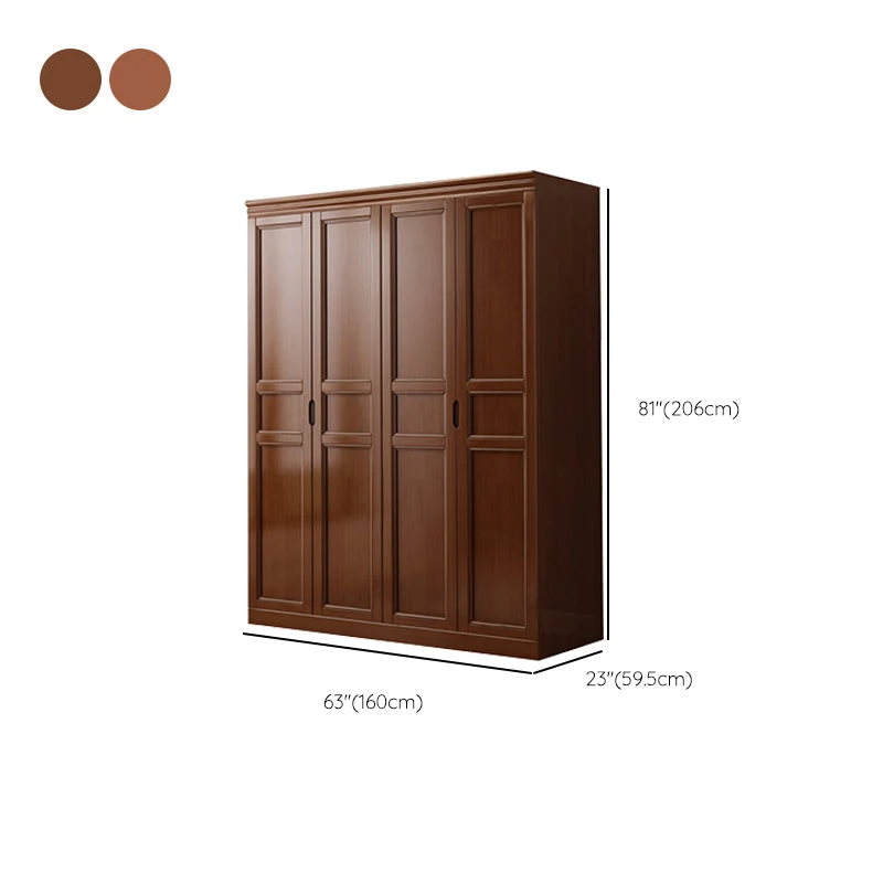 Gabinete de almacenamiento tradicional de madera de caucho Gabinete con acabado mate y puertas con bisagras Nuez Clearhalo