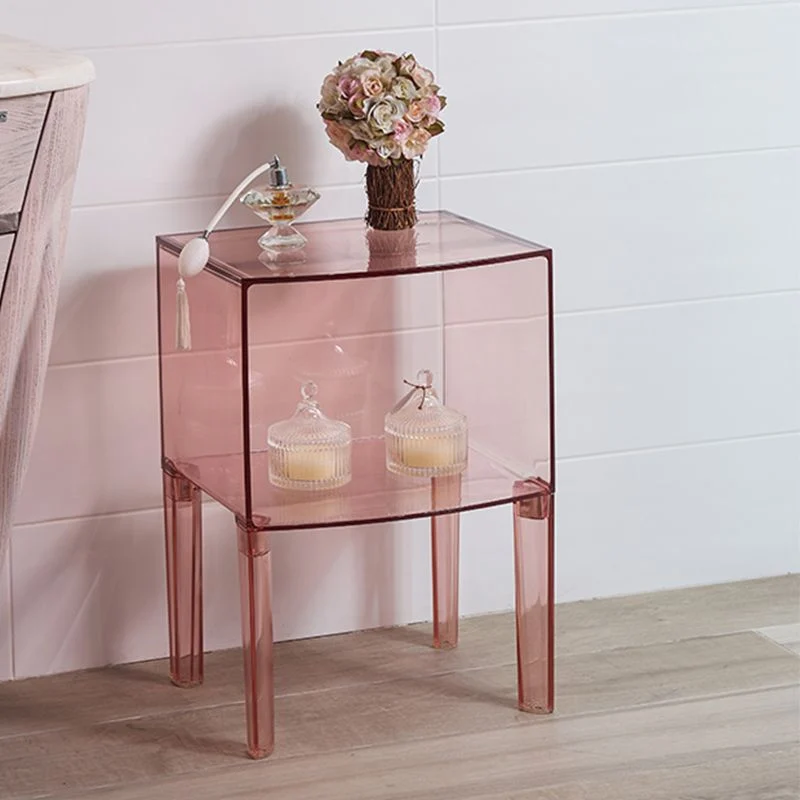 Gabinete de cama moderno con patas de almacenamiento abiertas de acrílico, mesita de noche incluida Verde Clearhalo