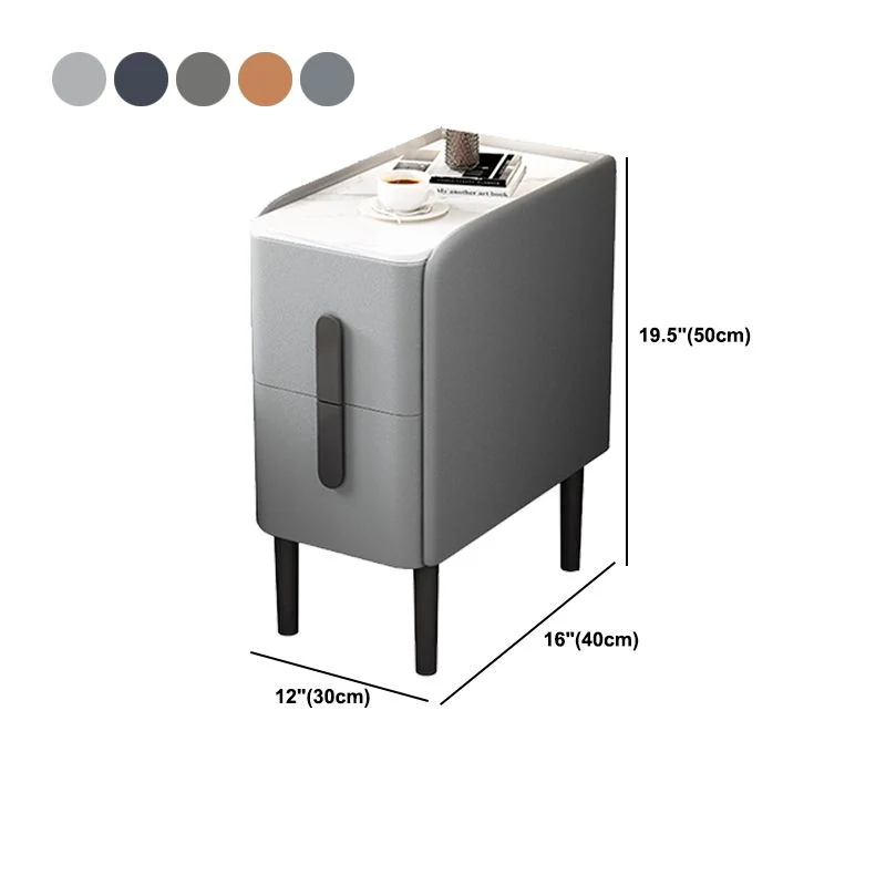 Gabinete de cama de piedra de 19" y 67 patas altas incluidas, mesita de noche con 2 cajones Gris Clearhalo