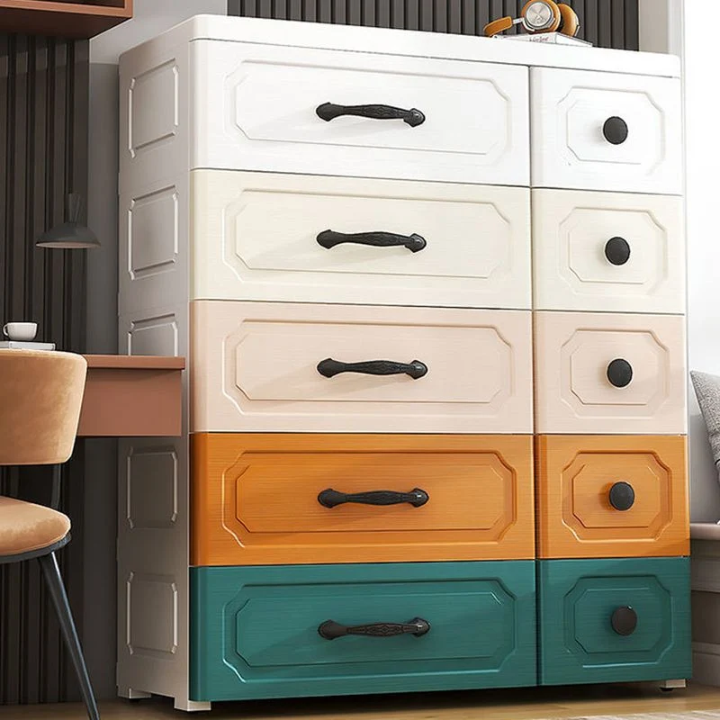 Gabinete contemporáneo con cajón Gabinete de almacenamiento de plástico para el hogar Naranja Clearhalo