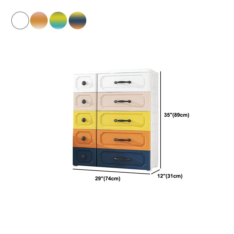 Gabinete contemporáneo con cajón Gabinete de almacenamiento de plástico para el hogar Naranja Clearhalo
