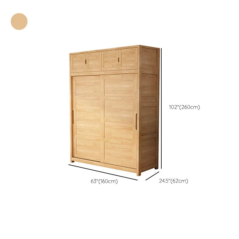Gabinete contemporáneo con puertas corredizas Gabinete de almacenamiento de madera de caucho con patas Marron Clearhalo