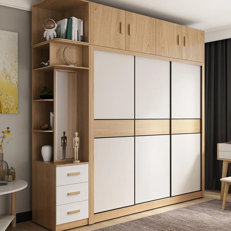 Gabinete del guardarropa del guardarropa del dormitorio, gabinete de almacenamiento moderno de madera artificial con los c...