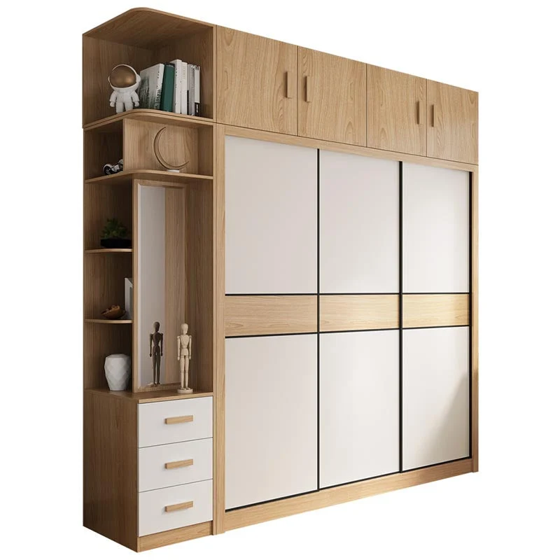 Gabinete del guardarropa del guardarropa del dormitorio, gabinete de almacenamiento moderno de madera artificial con los c...