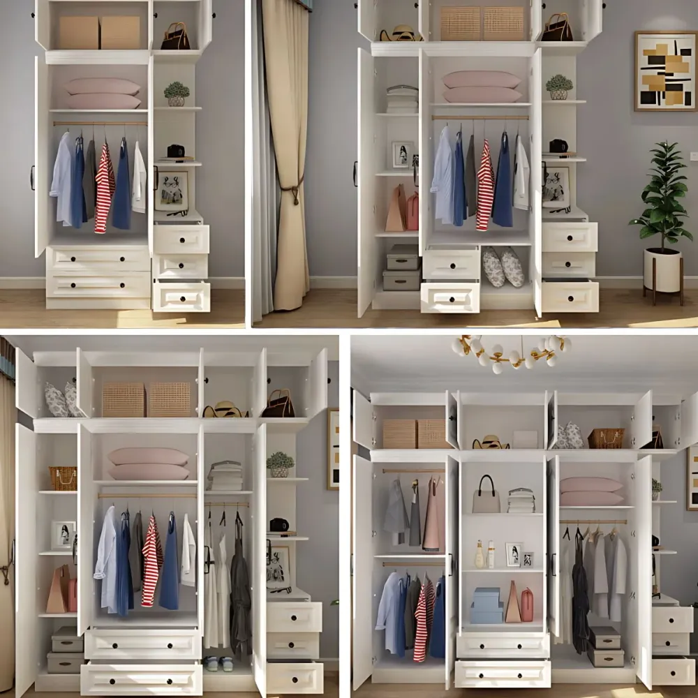 Gabinete guardarropa blanco contemporáneo Gabinete de almacenamiento de madera de ingenierí Clearhalo