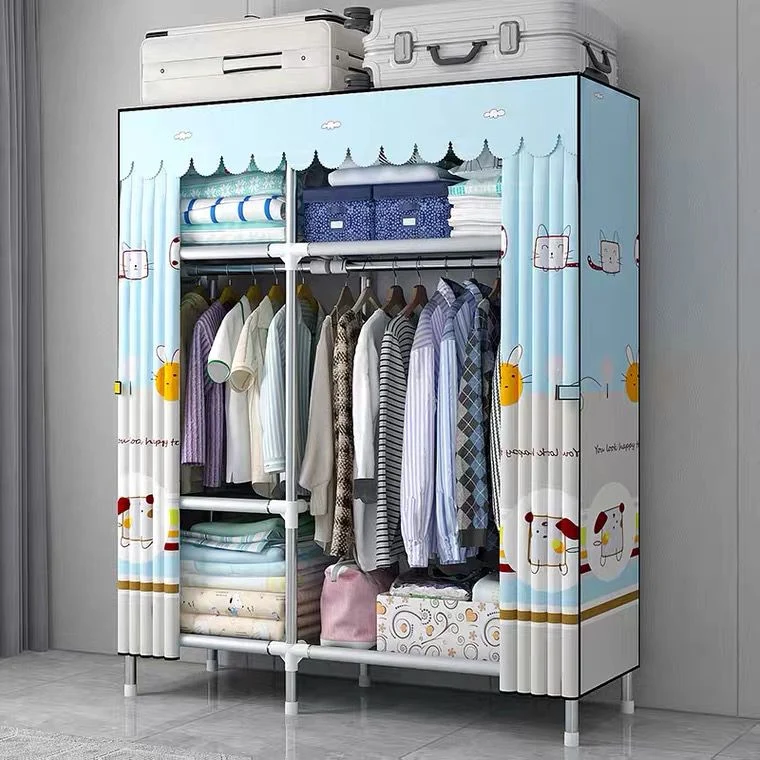 Gabinete guardarropa del marco de acero del armario guardarropa del hogar del estilo moderno Gris Clearhalo