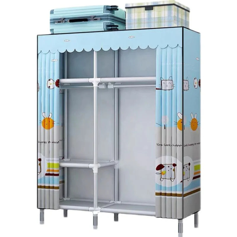 Gabinete guardarropa del marco de acero del armario guardarropa del hogar del estilo moderno Gris Clearhalo