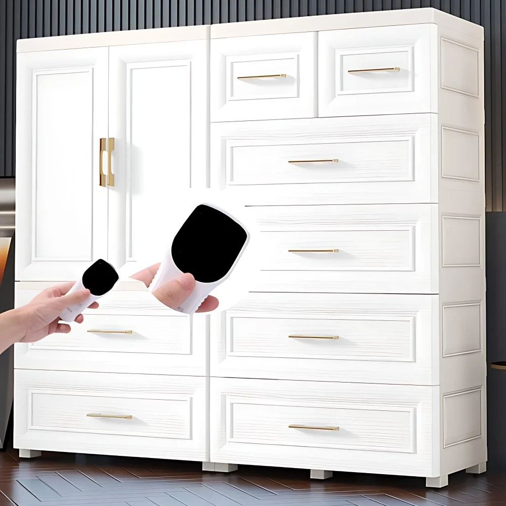 Gabinete interior del gabinete de almacenamiento contemporáneo de plástico blanco para el dormitorio Clearhalo