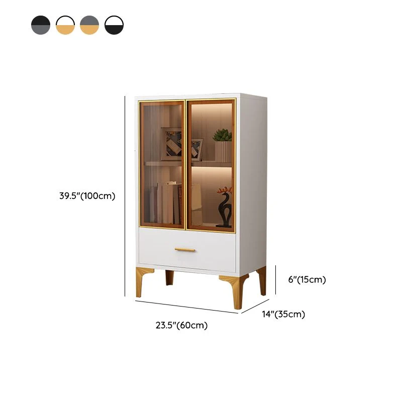 Gabinete de madera para servir cenas con puerta de vidrio Glam sin luces LED Gris Clearhalo