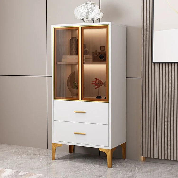 Gabinete de madera para servir cenas con puerta de vidrio Glam sin luces LED Gris Clearhalo