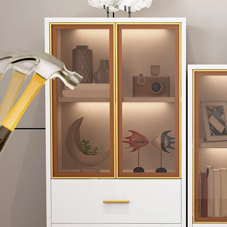 Gabinete de madera para servir cenas con puerta de vidrio Glam sin luces LED Gris Clearhalo