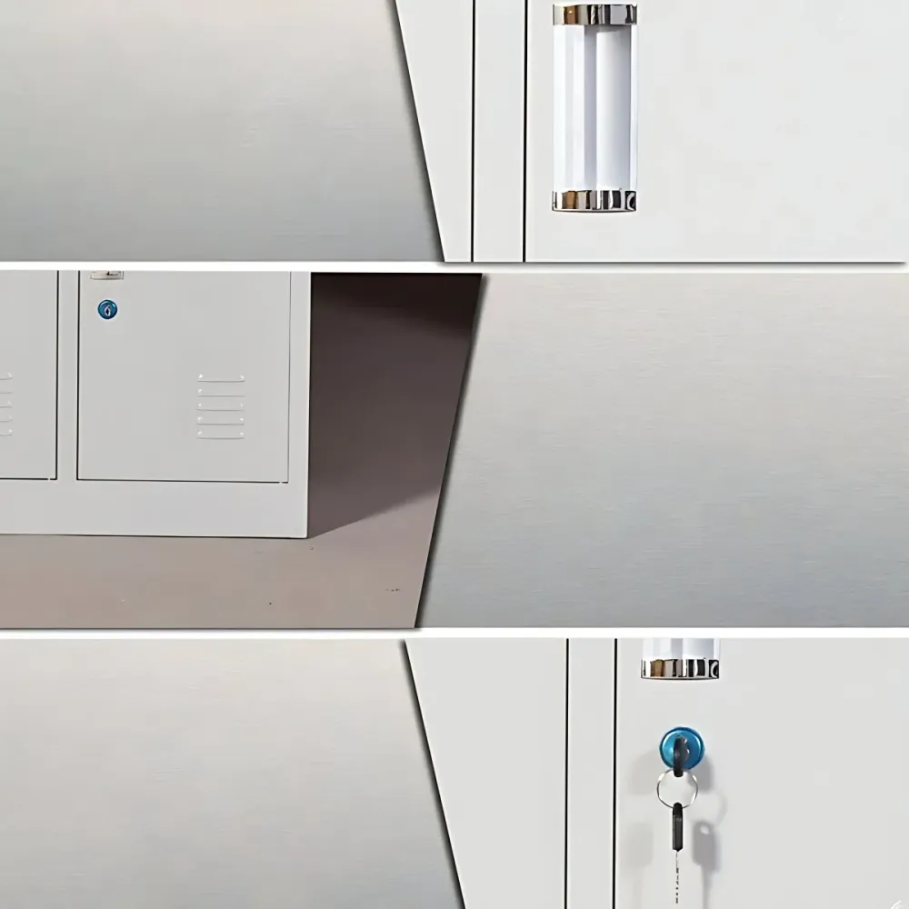 Gabinete de metal no colgante Gabinete de almacenamiento moderno con puertas con bisagras Gris Clearhalo