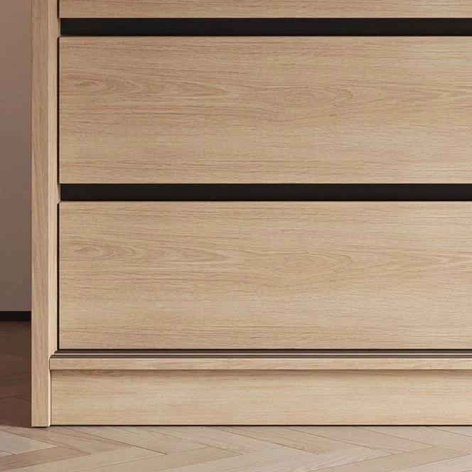 Gabinete moderno con acabado en madera clara y cajones Gabinete de almacenamiento de madera fabricada Clearhalo