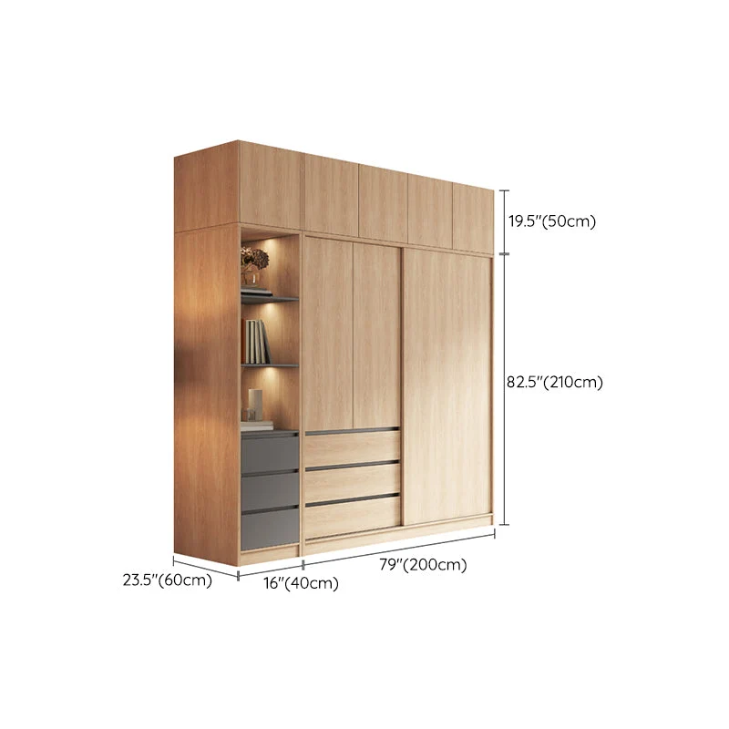 Gabinete moderno con acabado en madera clara y cajones Gabinete de almacenamiento de madera fabricada Clearhalo