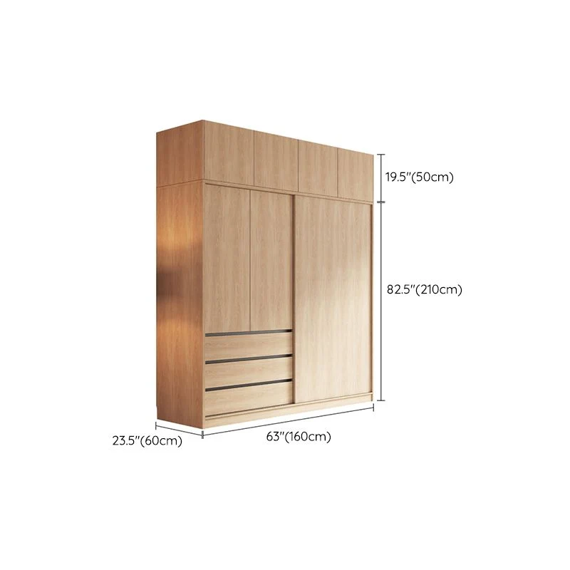 Gabinete moderno con acabado en madera clara y cajones Gabinete de almacenamiento de madera fabricada Clearhalo